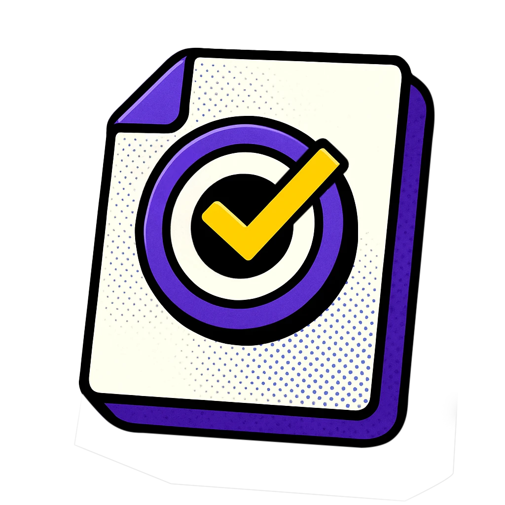 Pop-art halftone document with checkmark icon symbolizing improved accuracy and reduced manual errors using AI automation