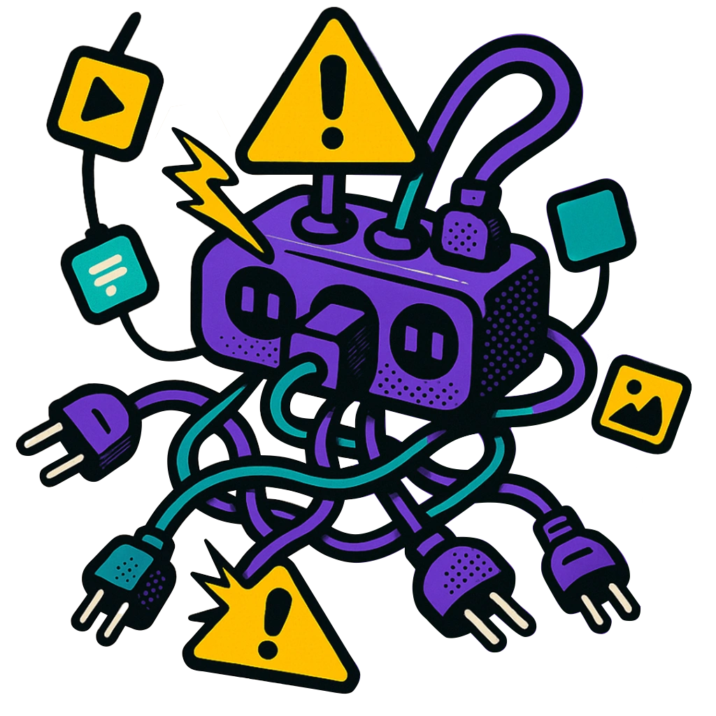Overloaded tools hub with tangled cables—lack of integration
